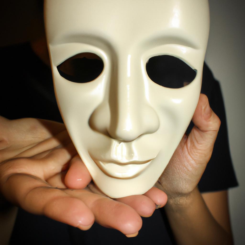 Person holding a theater mask